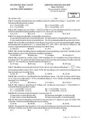 Kiểm tra học kì I Năm học 2014 - 2015 môn Vật lí 12 thời gian làm bài 60 phút